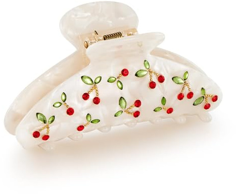 LILIE&WHITE Haarspange für Damen – Elegante Haarklammer mit Kirschmuster, langlebig und leicht, ideal für dickes und dünnes Haar, modisches Design für Alltag und besondere Anlässe