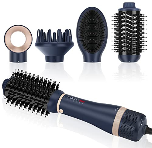 4 IN 1 Haartrockner Warmluftbürste Set, PARWIN PRO BEAUTY Styler-Set | Föhnbürste Lockenbürste mit 4 Aufsätze zum Trocknen, Glätten, Volumen und Stylen, Ionen Pflege, Preußischblau
