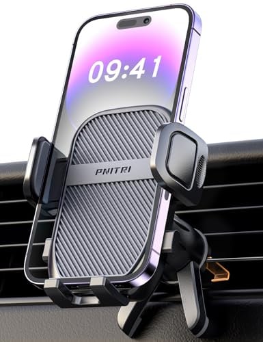 Pnitri Handyhalterung Auto, Lüftung Schutz Auto Handy Halterung Ständer mit Hakenclip und Beine Doppelte Unterstützung 360° Drehbar KFZ Handyhalter Auto für iPhone Android Smartphone (4.0''-7.0'')
