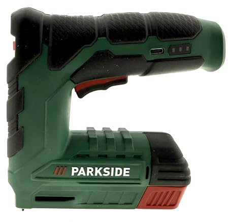 PARKSIDE Akku Tacker PAT 4 D6, 4 V Lithium Ionen, inkl Akku, USB C Ladekabel, Klammern und Nägel, Elektrotacker für Basteln, Dekoration, Haushalt, kompakt und leicht