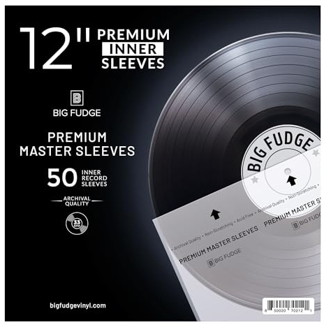 Big Fudge Premium Master Schallplatten Hüllen Innen - 12 x 50 STK. - Archivhüllen Antistatisch aus Reispapier - Dursichtige 3-Lagige Vinyl LP Schutzhüllen - Vinyl Inner Sleeves