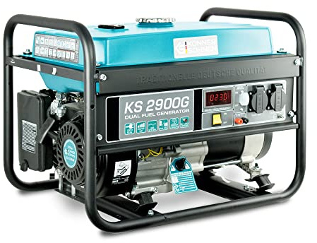 LPG/Benzin-Generator KS 2900G der DUAL FUEL-Serie, Notstromaggregat Gas 2900 W, 2x16A (230 V), 12 V, Stromerzeuger mit (AVR), Stromaggregat mit Ölstandsanzeige, Überlast- und Kurzschlussschutz.