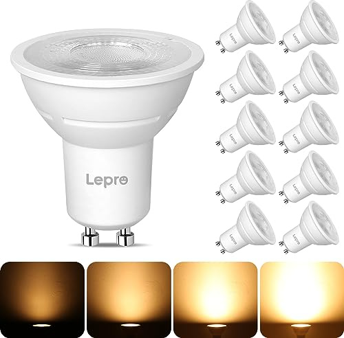 Lepro GU10 LED Warmweiss Dimmbar Lampe, 4,5W, 345 Lumen, 2700K Warmweiß, 38° Abstrahlwinkel, Energiesparend, LED Leuchtmittel für Deckenleuchte, Wohnzimmer, Küche, Schlafzimmer, 10er Pack