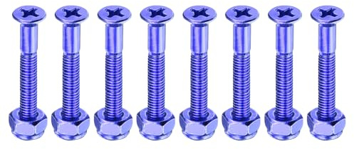 PATIKIL Skateboard Hardware Kit 32mm, 8 Stück Karbonstahl Skateboard Schrauben Bolzen & Muttern Flachkopf Schrauben Scooter Ersatzteile für Cruiser, Lila