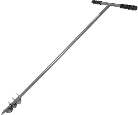 KADAX Erdlochbohrer für Einpflanzen von Bäumen, T-förmiger Handerdbohrer für Gartenarbeit, Gartenbohrer für Zaunpfosten, Pflanzbohrer mit Handgriff (Ø 80 mm)