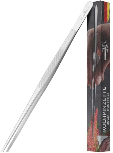 SCHWERTKRONE® Kochpinzette 30cm - Edelstahl Rostfrei - Hochwertige Küchenpinzette - Qualitative Grillpinzette