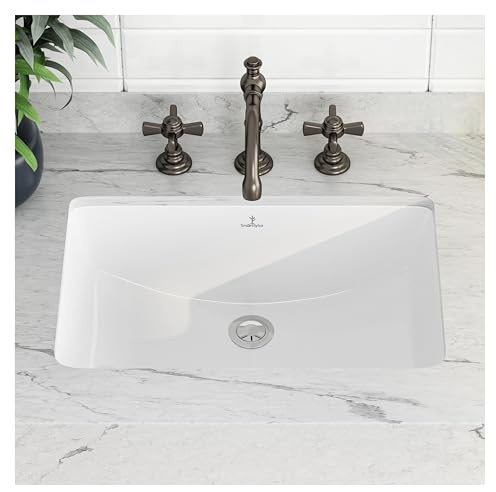 SmartSylva Unterbau Waschbecken mit Überlauf 53 x 37 cm weiße Keramik modernes rechteckiges Design