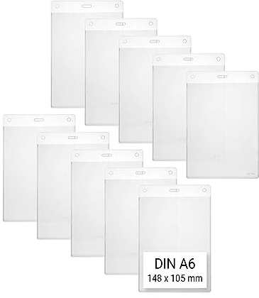 Karteo Ausweishüllen DIN A6 148 x 105 mm vertikal [10 Stück] Ausweishülle hochkant Kartenhüllen aus Plastik Weichplastik für Ausweise