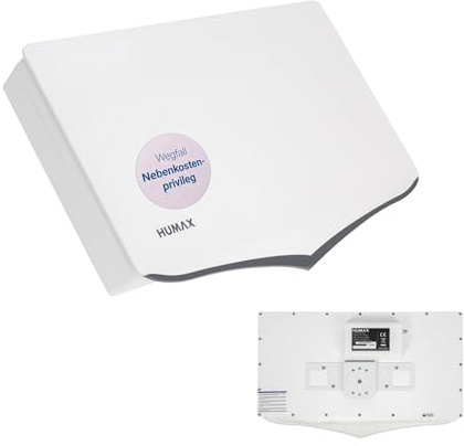 HUMAX Flat H40D Flachantenne mit Single LNB, SAT TV Antenne für alle Sender, Wetterfeste Camping Satellitenschüssel für 1 Teilnehmer, Ideal für Balkon oder Camping, Inkl. Wand- und Masthalterung
