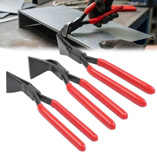 3 Stück Falzzange Blechzange Set: 0° 45° 90° Abkantzange Satz Spengler Werkzeug - 270 mm Länge (Rot 3)