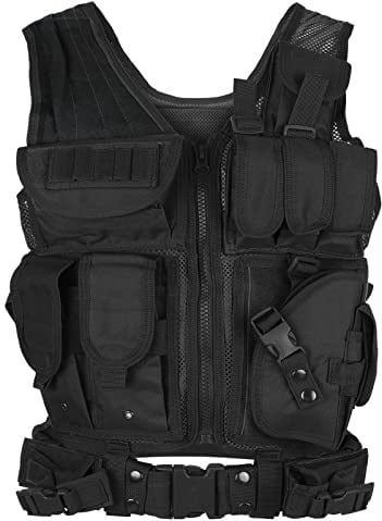 Lixada Taktische Weste Herren-Outdoor Weste mit Taschen- Tactical Weste für Jagd Angeln Camping (Schwarz)