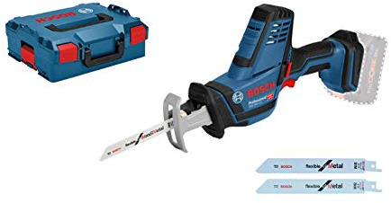 Bosch Professional 18V System Akku Säbelsäge GSA 18 V-LI C (Compact Version, inkl. 3x Säbelsägeblatt, ohne Akku/Ladegerät, L-BOXX)