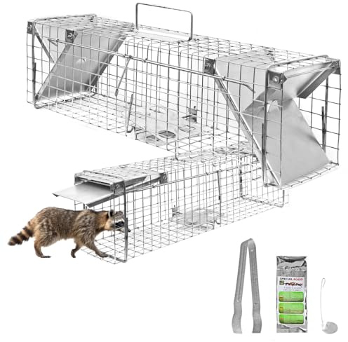 Tierfalle Lebendfalle für Ratten Marder Lebend Garten Marderfalle Rattenfalle Kaninchen 65 cm Falle Lebendfallen 2 Eingänge Hasen Umsiedlung Petigi