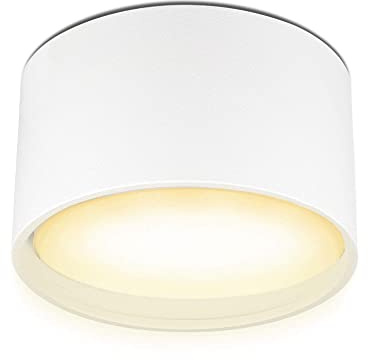 lambado® LED Aufbaustrahler flach mit schöner Lichtfläche - Set inkl. LED GX53 mit 6W 230V warmweiß dimmbar - Runde Aufbauleuchte in weiss matt