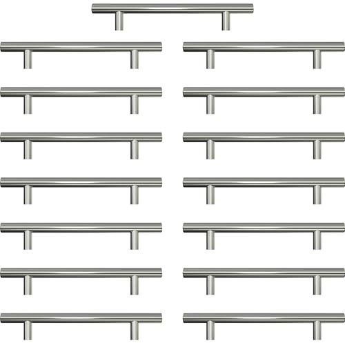 AwmnSrman Griffe für Küchenschränke Schrankgriffe Silber 128mm 15 Stück Edelstahllöcher Installation Silberlöcher Installation