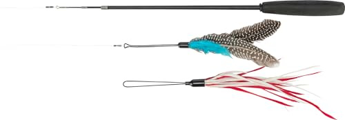 TRIXIE Teleskop-Spielangel für Katzen - mit Griff - 2 austauschbare Spielzeuge - Stab aus Fiberglas - ausziehbar von 40 bis 98 cm - 45763