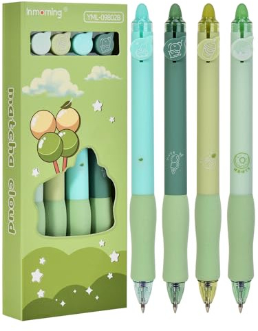 Linkgood 4 Stück Radierbarer Kugelschreiber, Erasable Pen Set einziehbare Tintenroller Radierbar für Studenten Geschenk, Schul Bürobedarf (0,5mm Blau)