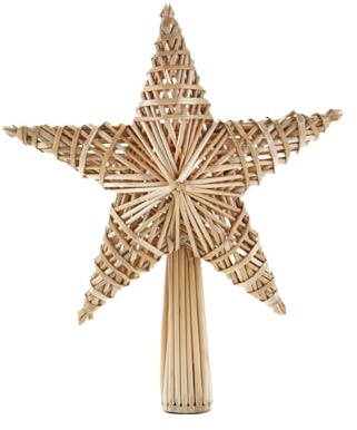 HEITMANN DECO Stroh-Baumspitze - Christbaumspitze Stern aus Stroh - Christbaumschmuck aus natürlichem Material, ca. 25 x 30cm