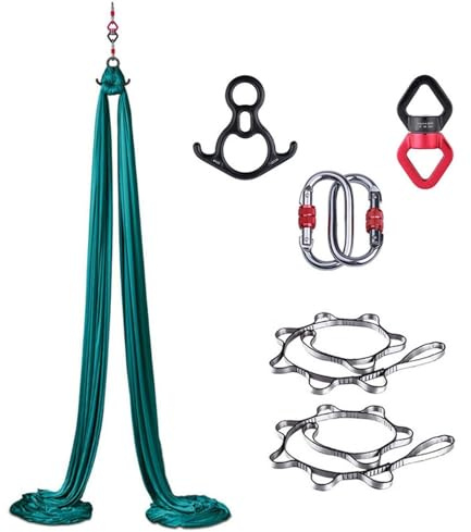 BOSSGE Aerial Yogatuch, Yoga-Hängematte, Aerial Silks-Schlinge, Aerial Yoga-Schaukel, Aerial Ständer, Ausrüstung,Aerial Silk-Hardware-Kit für Akrobatischen