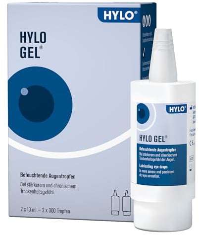 HYLO GEL Augentropfen bei trockenen Augen, langanhaltend, mit Hyaluronsäure, Doppelpackung 2x10 ml