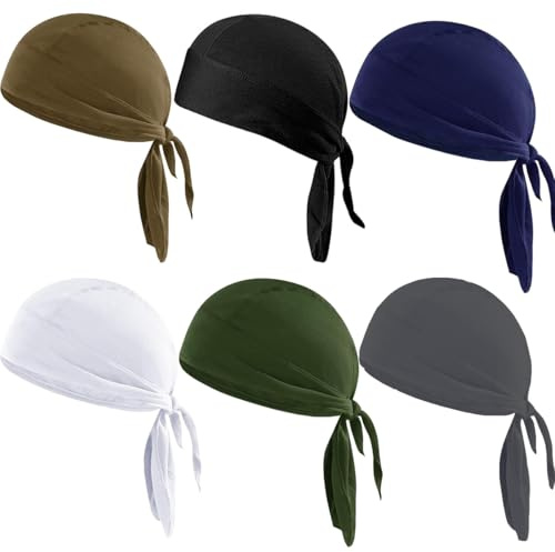 Biker Bandana Cap 6 Stk, Atmungsaktive Fahrrad Kopftuch, Atmungsaktiv nimmt Schweiß auf Hat, Sport Bandana Mütze, Quick-Dry Bike Radfahren, Kopftuch Pirat Schal Stirnband, für Laufen Wandern Klettern