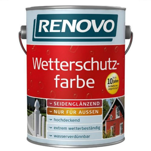 RENOVO Wetterschutzfarbe weiß RAL 0095, 2,5 Liter