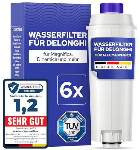 MILUX® 6x Wasserfilter für DeLonghi Magnifica S & Evo, Dinamica, Primadonna, Eletta Explore - passend für alle DeLonghi Maschinen