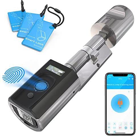 WELOCK Touch41 Türschloss Fingerabdruck,Fingerabdruck Türschloss Haustür,Elektronisches Türöffner IP65 mit APP RFID-Karte,WIFI(Zusätzliche Einkäufe) Verstellbarer für 50-100mm Tür