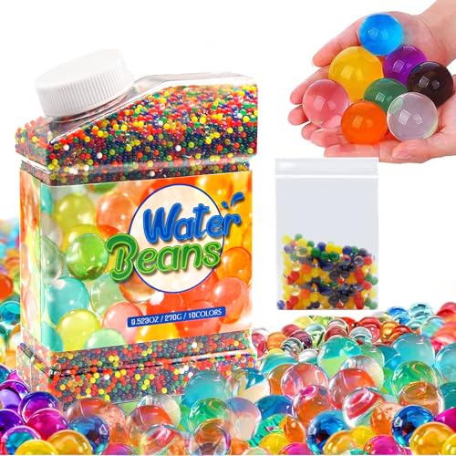 YESLUSY Wasserperlen Bunte 50000 & 200 XXL, Ungiftig für Pflanzen, Blumen, Vase Füllstoff und Deko
