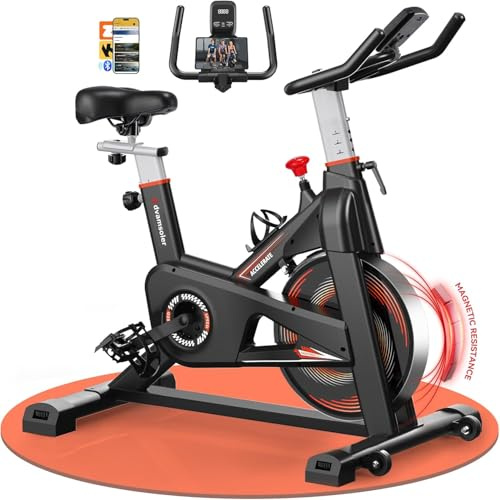 Advamsoler Heimtrainer Fahrrad mit App, Leises Ergometer Hometrainer Fahrrad mit LCD-Monitor, Magnetwiderstand, Tablet-Halter, Indoor Cycling Bike für Kardiotraining zu Hause, Bis 160KG