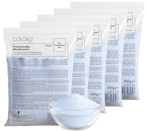 COLOR.IT by BM Blondierpulver Premium (5er Pack) 500g je Beutel | Staubfrei für bis zu 7 Stufen Aufhellung Geeignet für alle Blondier- und Strähnen-Techniken