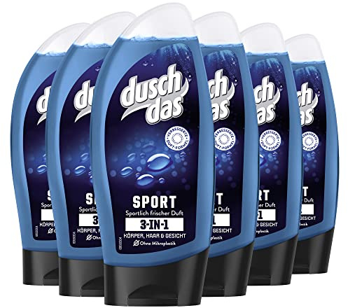 Duschdas 6er Pack 3-in-1 Duschgel & Shampoo Sport mit sportlich frischem Duft dermatologisch getestet 250 ml