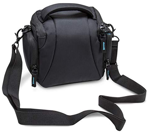 Bodyguard DSLR/DSLM Kamera Tasche, schwarz, mit Tragegurt | Schutz gegen Stöße & Wetter, für Bridge- und Systemkamera, komfortabler Tragegurt