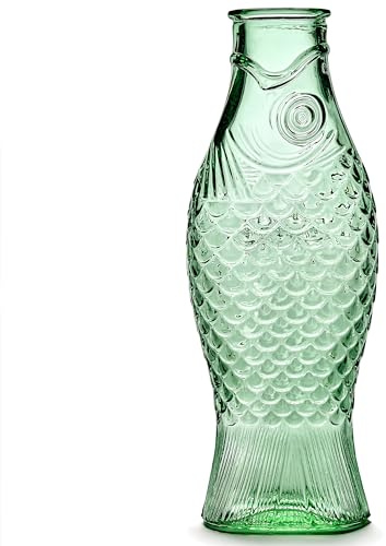 Glaskaraffe für Eistee ohne Deckel | Fish & Fish Gläser | Weindekanter 0,85 Liter | Klare Flasche für heiße und kalte Getränke wie Kaffeekaraffe oder gefiltertes Wasser | Für den Getränkekühlschrank
