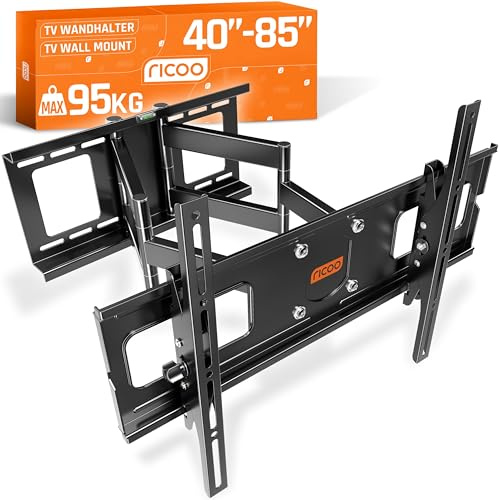 RICOO TV Wandhalterung Schwenkbar für 40-85 Zoll Fernseher Halterung Wand Fernsehhalterung Neigbar Universal Smart Flach OLED Curved Schwenkarm R06 Fernseh-Arm bis 95 Kg & VESA 600 (400) x 400 mm