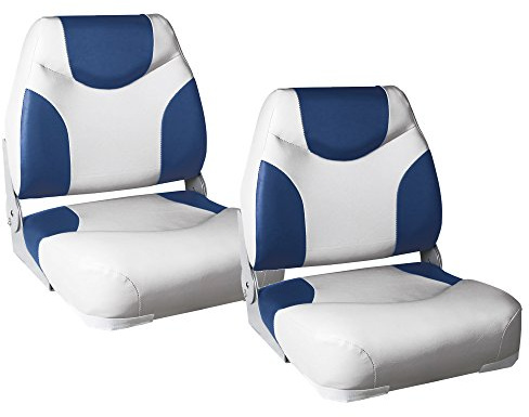 pro.tec 2X Bootssitze 'Exclusive - Line' (blau - Weiss) im Sparpaket - aus wasserfestem Kunstleder/Steuerstuhl/wasserfest/gepolstert/Kapitänsstuhl/Angelsitz/UV- beständig