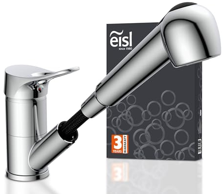 EISL NI183VECR VERONA Wasserhahn Küche ausziehbar, Spültischarmatur mit Geschirrbrause, Küchenarmatur mit 2 Strahlarten, 90° schwenkbarer Mischbatterie, Chrom