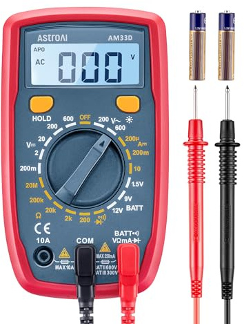 AstroAI Digital Multimeter voltmeter strommessgerät Tester Messung von AC/DC Spannung, DC Strom, Widerstand, Diode, Kontinuität Messinstrument mit großes LCD-Anzeige und Hintergrundbeleuchtung,Blau