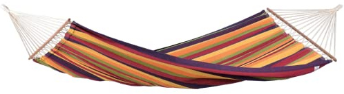 AMAZONAS Stabhängematte XL Brasilia Tropical handgefertigt in Brasilien 210 x 140 cm für 1-2 Personen bis 150 kg buntgestreift