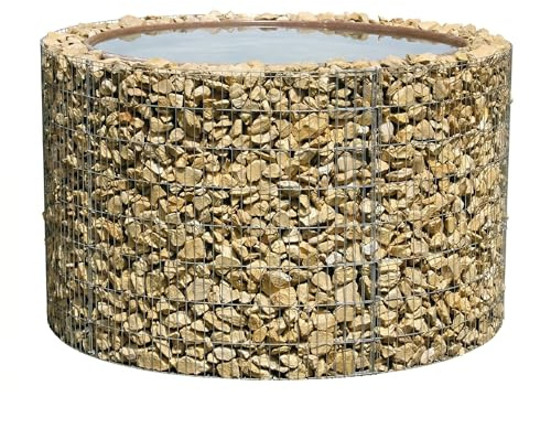 bellissa ‎‎– Gabionen-Wasserfass Bausatz mit 750 L Füllvolumen rund 130x130x80cm – Garten Zubehör DIY-Kit mit Gabionen, Teichfolie und Trenn-Vlies - Wetterfest & langlebig als Regentonne & Regenfass