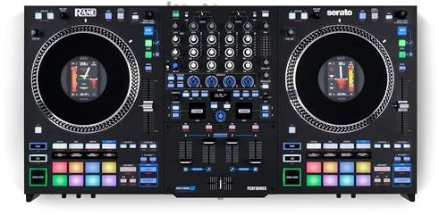 RANE PERFORMER 4-Kanal DJ-Controller | Motorisierter DJ-Mixer, 4 Decks, 7-Zoll-Plattenteller, Displays, Prazisionsfader, Stem Split, FX, Serato DJ Pro
