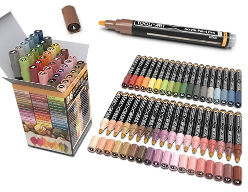 36 Acrylstifte Haut- und Erdton-Marker-Set für Felsmalerei, Leinwand, Tassen Glas Kunststoff Holz, Metall Stoff schnell trocknend acrylstifte für steine wasserfest acryl stifte acryl marker MITTEL