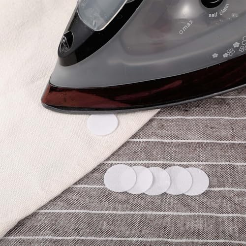 XLIUAX 100 Stück Aufbügelbar Ösenpatch, 20mm Weiß Ösenzange Bügelflicken und Bügelvlies Zum Verstärken Reparatur bei Ausgerissenen Ösen