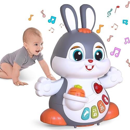 MOONTOY Baby Musikspielzeug Spielzeug ab 1 Jahr,krabbelspielzeug Babyspielzeug ab 6 7 8 9 10 12 18 Monate,Hase Interaktives Pädagogische Spielzeug mit Musik und Licht,Geschenk Mädchen Jungen 1 2 Jahr