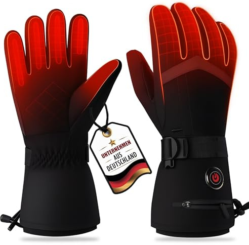 SOUCCESS Beheizbare Handschuhe – 6000 mAh Akku, 3 Heizstufen, Wasserdicht & Winddicht, Touchscreen-kompatibel, Unisex Thermo-Handschuhe für Skifahren, Motorrad, Angeln, Outdoor & Alltag