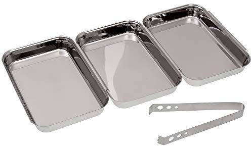 GRÄWE Panier-Set 4-teilig, 3 Edelstahl-Schalen, inkl. Zange, Panierstation für Schnitzel Fisch Gemüse, stapelbar