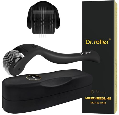 Dr.roller Bartroller 0,5 mm, Derma Roller Haare, Bartroller Bartwuchs, Microneedling Roller, Derma Roller mit 540 Mikro Titan Nadeln für Gesicht, Kopfhaut, Haarverlust, Narben