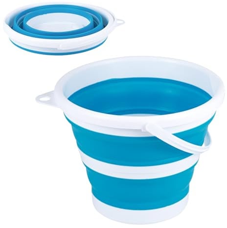 3L Faltbarer Eimer, 3L Falteimer Putzeimer Faltbar, Sandburg Strandeimer, Platzsparend Zusammenklappbar Wassereimer für Draußen Angeln Sandkasten Camping Eimer (blau)