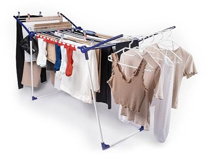 Leifheit Standtrockner Pegasus 200 Solid Comfort mit 20m Trockenlänge, Flügelwäschetrockner für lange Wäschestücke, Wäscheständer mit Bügelstangen, Trockenständer klappbar, Indoor und Outdoor