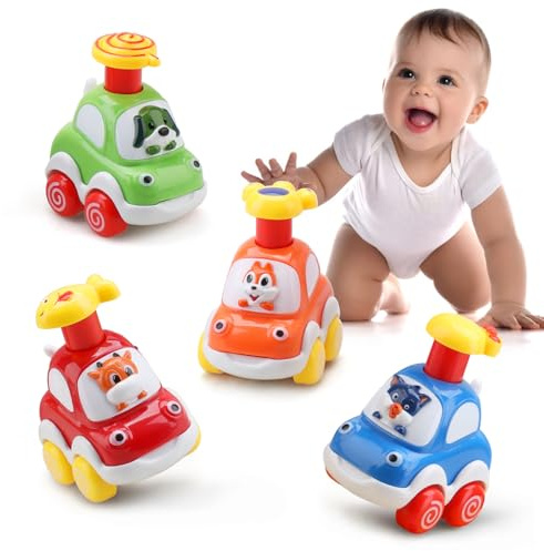 Amy & Benton Spielzeug ab 1 2 3 Jahr, Spielzeugauto ab 1 2 Jahr, 4 Pack Auto Set ab 1 2 Jahre Junge Mädchen, Geschenk Baby 1 Jahr